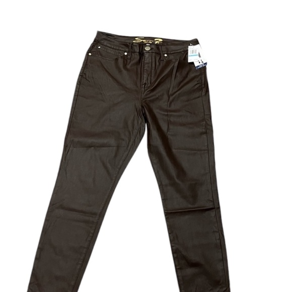Seven 7 Mid Rise Skinny Black Coated Jeans - Picture 4 of 8
